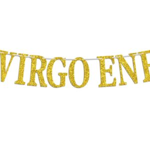 Big Virgo Energy Banner, Virgo Aug/Sept. Birthday Party Decor - 12 Constellation Theme Birthday Party Decorations Supplies, Gold Glitter