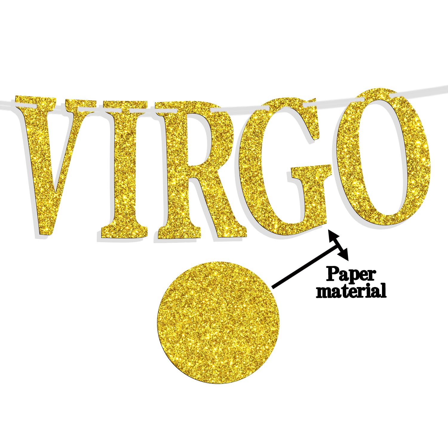 Big Virgo Energy Banner, Virgo Aug/Sept. Birthday Party Decor - 12 Constellation Theme Birthday Party Decorations Supplies, Gold Glitter