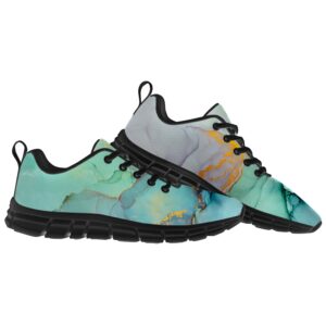 Marble Shoes for Women Men Running Walking Tennis Sneakers Green Marble Texture Print Shoes Gifts for Her Him,Size 5 Men/7 Women Black