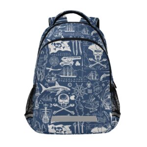 alaza pirate navy blue backpack for students boys girls school bag travel daypack