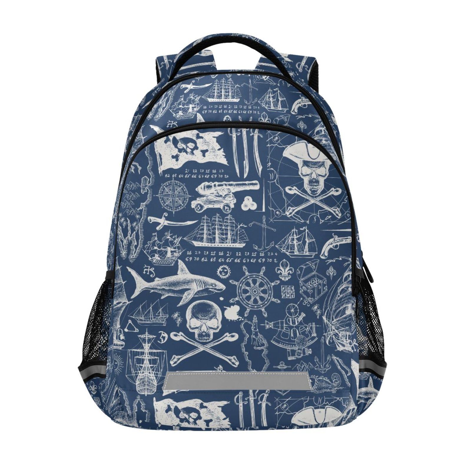 ALAZA Pirate Navy Blue Backpack for Students Boys Girls School Bag Travel Daypack