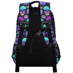 MNSRUU Laptop Backpack with Chest Strap, Gothic Funny Skulls School Backpack, Travel Hiking Backpack for Boys Girls Teen Adult, Rucksack, Knapsack