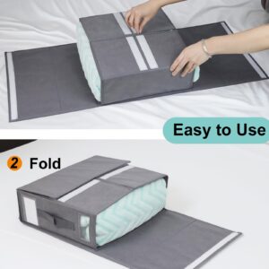 3 Pack Bed Sheet Organizers and Storage,Fabric Foldable Sheet Organizer, Zipper Bedding Sheet Storage Box, Linen Closet Organizer for Bedsheet Set,Clothing,Duvet Covers,Pillowcases(Queen/King Size)