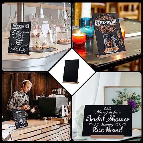 8 x 12" Chalkboard Sign, Reusable Double Sided Small Chalkboard Signs with Wooden Base Stand, Menu Chalk Board Sign Store Food Signs for Party, Tables Decoration, Bar and Restaurant (1 Pack)