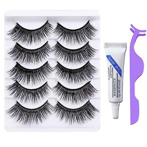 lashes that look like extensions, strongly adhesive fake eyelashes, eye lashes sets pack natural look, cat eye wispy lashes set , lash extension kit for self application, volume lash strips, lash clusters with glue & tweezers