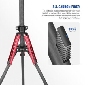 NEEWER Light Stand Carbon Fiber with 180° Reversible Legs, 1/4" to 3/8" Screw Adapter and Bag, 98.4"/250cm Portable Travel Tripod Stand for Outdoor Photography Speedlite Strobe Softbox, ST250R