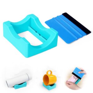 sweetfamily silicone cup cradle for crafting tumblers,tumbler cradle for cups mugs,tumbler holder for keep tumblers coffee cups glass cans in place,with 1 felt edge squeegee (blue)