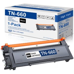 tn-660 tn 660 1 pack replacement for brother high yield tn660 toner cartridge, black, page yield up to 3,200 pages, hl-l2300d hl-l2305w hl-l2340dw hl-l2360dw hl-l2320d mfc--l2740dw dcp-l2540dw printer