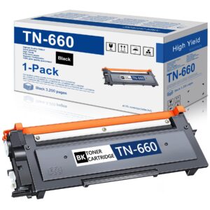 TN-660 TN 660 1 Pack Replacement for Brother High Yield TN660 Toner Cartridge, Black, Page Yield Up to 3,200 Pages, HL-L2300D HL-L2305W HL-L2340DW HL-L2360DW HL-L2320D MFC--L2740DW DCP-L2540DW Printer