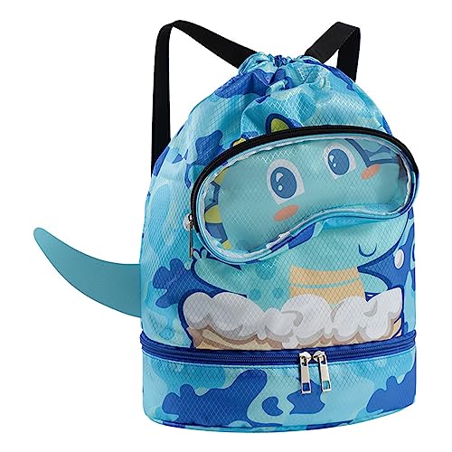 ZIXINZIYI Swim bag, Large capacity swim backpack, Cute beach bag,Dry wet separation backpack (Dinosaur)