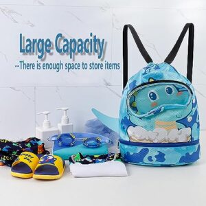 ZIXINZIYI Swim bag, Large capacity swim backpack, Cute beach bag,Dry wet separation backpack (Dinosaur)