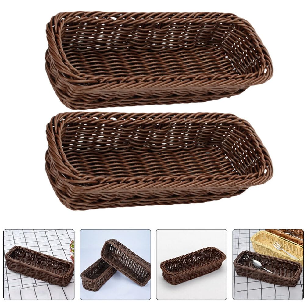 PRETYZOOM 2pcs Seasoning Jar Storage Box Storage Baskets Pencils Shelf Woven Kitchen Drawer Kitchen Cutlery Bread Basket Storage Silverware Organizer Basket Cutlery Storage Basket