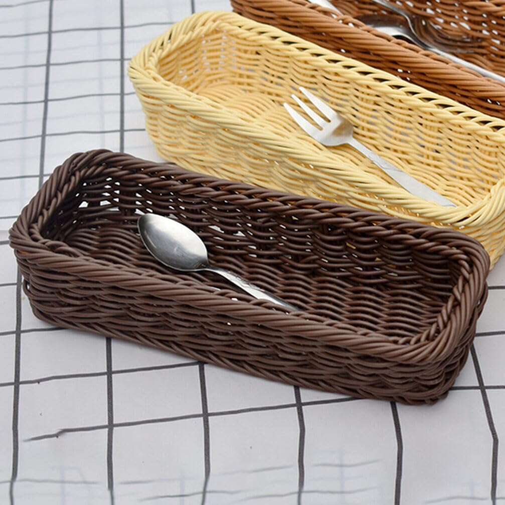 PRETYZOOM 2pcs Seasoning Jar Storage Box Storage Baskets Pencils Shelf Woven Kitchen Drawer Kitchen Cutlery Bread Basket Storage Silverware Organizer Basket Cutlery Storage Basket