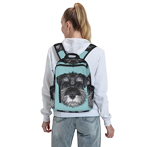 GAGALU Laptop Backpack Schnauzer Blue Printed Lightweight Outdoors Backpack