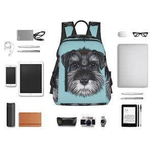 GAGALU Laptop Backpack Schnauzer Blue Printed Lightweight Outdoors Backpack