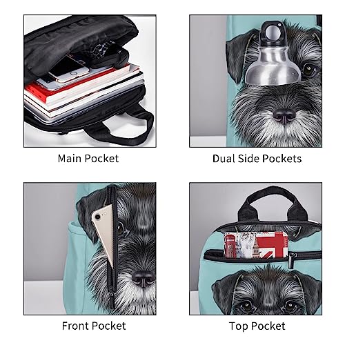 GAGALU Laptop Backpack Schnauzer Blue Printed Lightweight Outdoors Backpack