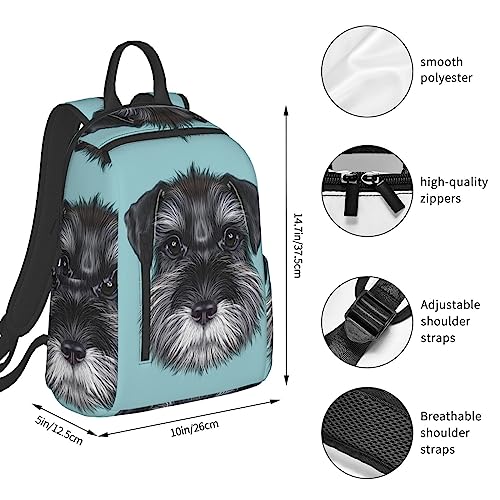 GAGALU Laptop Backpack Schnauzer Blue Printed Lightweight Outdoors Backpack