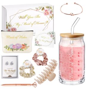 4melly 11 pcs maid of honor gifts box maid of honor proposal gifts set will you be my maid of honor box 16 oz maid of honor cup maid of honor proposal box