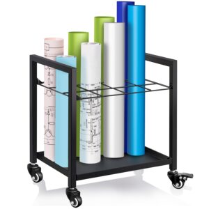 blueprint storage rack blueprint holder with 4 wheels 12 slots roll file holder for home office school to storage blueprint - ideal for architects, engineers, and designers