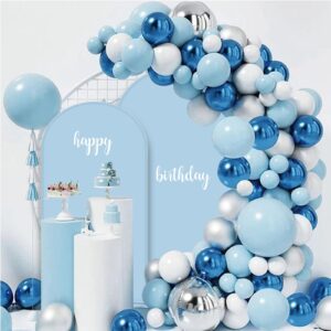 AIBIIN 2.6x6ft Blue Arch Wall Backdrop Round Top Backdrop Cover Solid Color Round Top Arch Frame Cover 2-Sided Fit Backdrop Stand for Baby Shower Gender Reveal Wedding Birthday Snowflake Party Decor