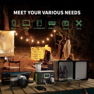 MORMLUCK 200W Portable Power Station, Solar Generator 118Wh Lithium Battery, Outdoor Generators, 110V/200W AC Outlet, QC 3.0, Type-C, for Camping, Travel, Family Spare LED Flashlight.