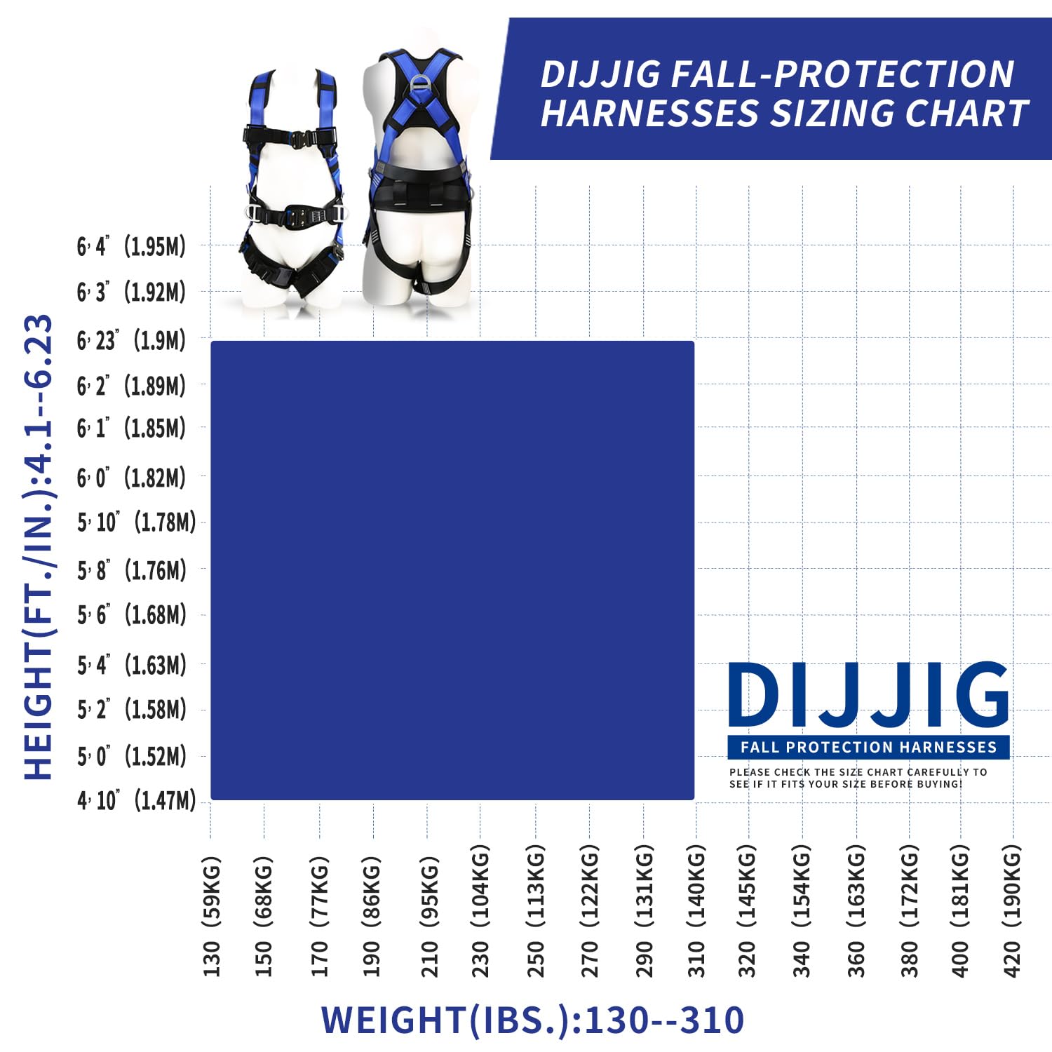 DIJJIG safety harness fall protection harness roofing harness construction harness construction harness fall protection safety harness lanyard arnes de seguridad para construccion ANSI/ASSP Compliant