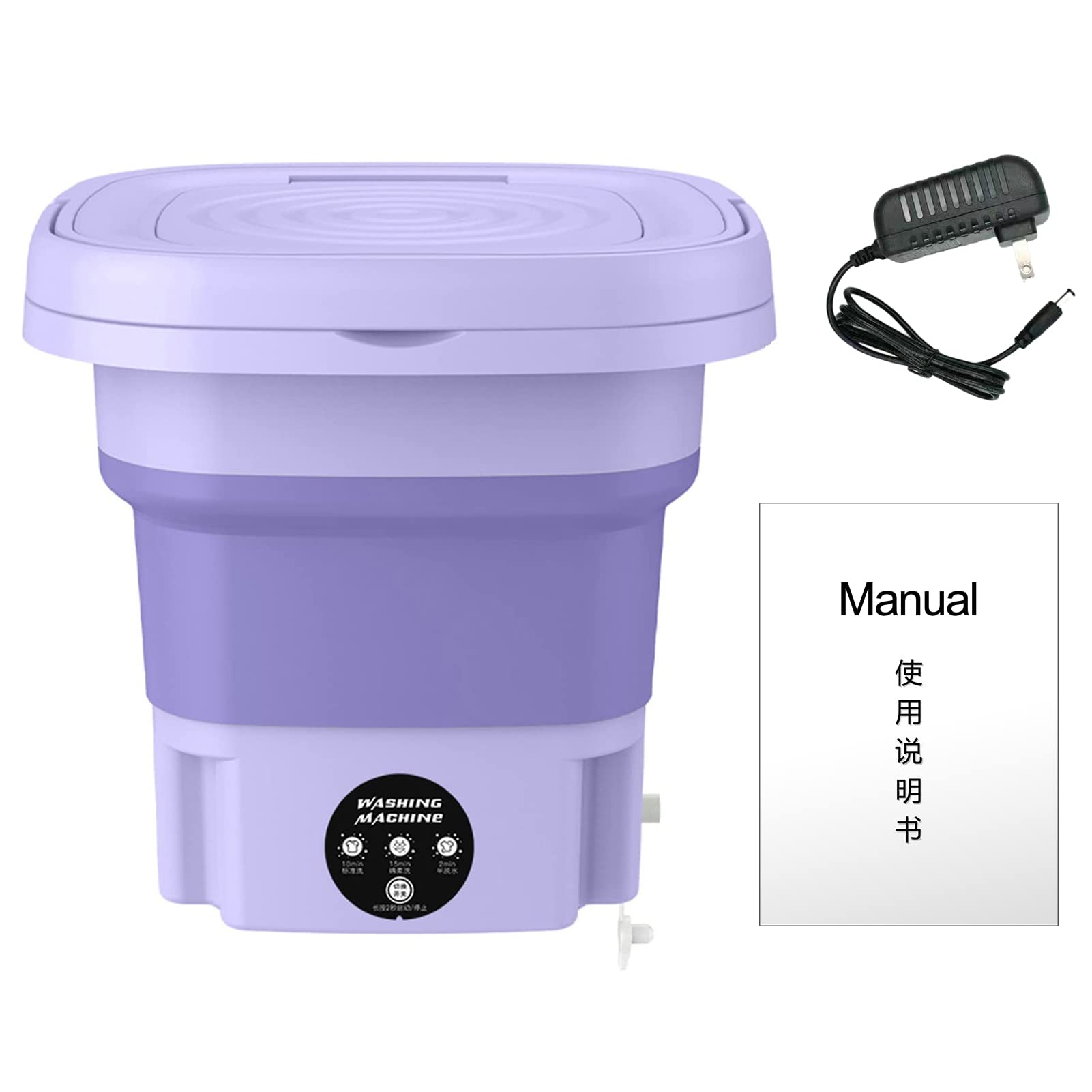 8L Large Capacity Portable Washing Machine Foldable Mini Washing Machine Half Automatic Small Washer for Baby Clothes|Underwear or Small Items-Apartments, Dorm, Camping, RV Travel laundry Purple