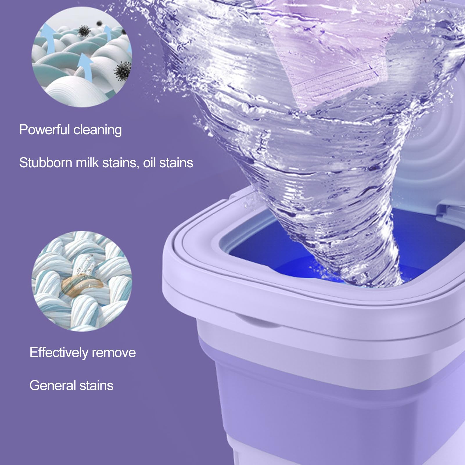 8L Large Capacity Portable Washing Machine Foldable Mini Washing Machine Half Automatic Small Washer for Baby Clothes|Underwear or Small Items-Apartments, Dorm, Camping, RV Travel laundry Purple