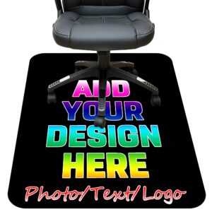 iprint personalized gaming chair mat with photo text logo, custom office chair mats design your own desk chair mats, 36x48 inch, black