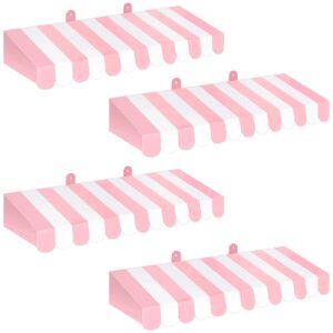 4 pack circus awning decoration 3d awning wall decorations carnival tent mardi gras circus theme party decorations carnival stand decor for carnival party favors (pink and white)