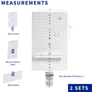 VIVO Steel Clamp-on Desk Pegboard, 24 x 20 inch Privacy Panel, Magnetic Peg Board, Office Accessory Organizer, Above or Under Desk Placement, White, PP-DK24W