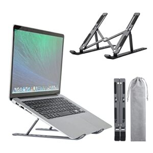 deriny laptop stand for desk,adjustable height foldable portable dj laptop stand,computer stand,ergonomic aluminum laptop stands,compatible 10-15 inch macbook air pro dell hp lenovo notebook(pink)