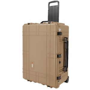 eylar xxl 31.5" protective gear roller case water and shock resistant w/foam (tan)