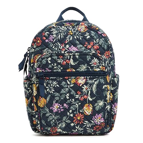 Vera Bradley Women's Cotton Small Backpack, Fresh-Cut Floral Green, One Size