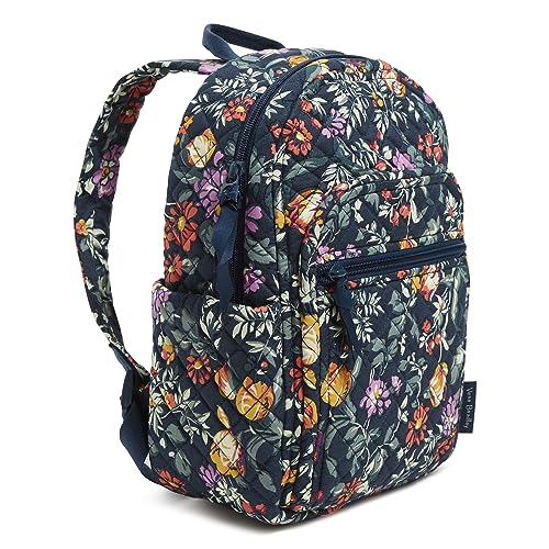 Vera Bradley Women's Cotton Small Backpack, Fresh-Cut Floral Green, One Size