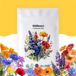 california wildflower mix - 10,000 seeds - 17 varieties - no fillers, open pollinated and non gmo, perennial and annual garden flowers, attracts bees and butterflies