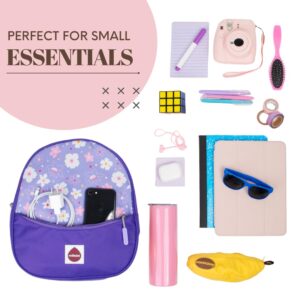 Milkdot Designer Mini Backpack, Purple, Perfect for Women, Men, Boys, Girls, Stylish for kids ages 3+ (Flower)