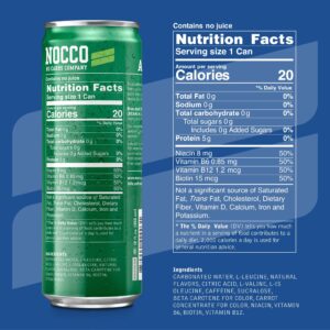 NOCCO BCAA Apple & Caribbean Pineapple Decaf Pack - 12 Count (Pack of 48) - 0mg of Caffeine, 5000mg of BCAAs - Sugar Free & Carbonated Drink - Vitamin B6, B12, & Biotin - Grab & Go Performance Drink