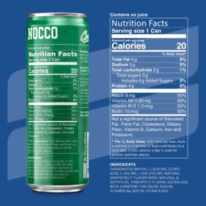 NOCCO BCAA Apple & Caribbean Pineapple Decaf Pack - 12 Count (Pack of 48) - 0mg of Caffeine, 5000mg of BCAAs - Sugar Free & Carbonated Drink - Vitamin B6, B12, & Biotin - Grab & Go Performance Drink