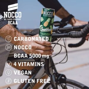 NOCCO BCAA Apple & Caribbean Pineapple Decaf Pack - 12 Count (Pack of 48) - 0mg of Caffeine, 5000mg of BCAAs - Sugar Free & Carbonated Drink - Vitamin B6, B12, & Biotin - Grab & Go Performance Drink