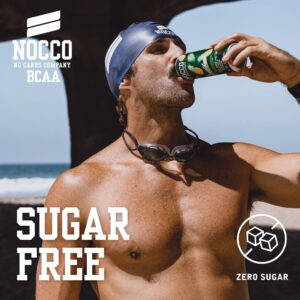 NOCCO BCAA Apple & Caribbean Pineapple Decaf Pack - 12 Count (Pack of 48) - 0mg of Caffeine, 5000mg of BCAAs - Sugar Free & Carbonated Drink - Vitamin B6, B12, & Biotin - Grab & Go Performance Drink