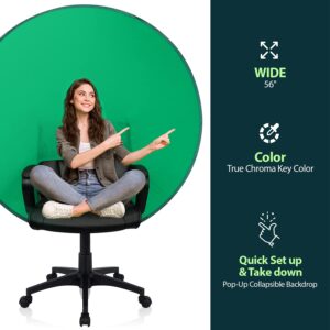 Julius Studio (New Gen.) 56in / 142cm Chromakey Green Screen Round Chair Backdrop Patented, Foldable Collapsible Pop Up Webcam Background, Streaming, Video, Conference, True Chroma Key Color, JSAG836