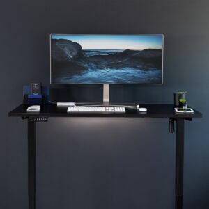 VIVO Electric Square Corner 55 x 24 inch Height Adjustable Memory Control Stand Up Desk, Black Solid Top, Black Frame, Standing Workstation, 1B-S Series, DESK-KIT-1B55S-B
