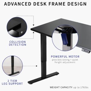 VIVO Electric Square Corner 55 x 24 inch Height Adjustable Memory Control Stand Up Desk, Black Solid Top, Black Frame, Standing Workstation, 1B-S Series, DESK-KIT-1B55S-B
