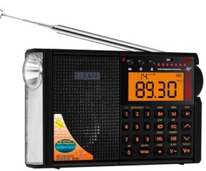 shortwave radio air/vhf/am/fm/sw/weather bands transistor with bluetooth/tf card/flashlight,key backlight, digital record, alarm clock,sleep timer,powered by aa & bl-5c battery,type-c;ant jack