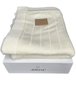 atluxe premium washable merino wool knitted baby blanket 100% organic extra fine merino wool blanket (40 inch x 30 inch)