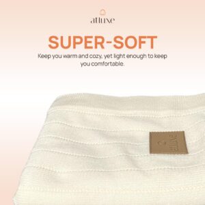 Atluxe Premium Washable Merino Wool Knitted Baby Blanket 100% Organic Extra Fine Merino Wool Blanket (40 inch x 30 inch)