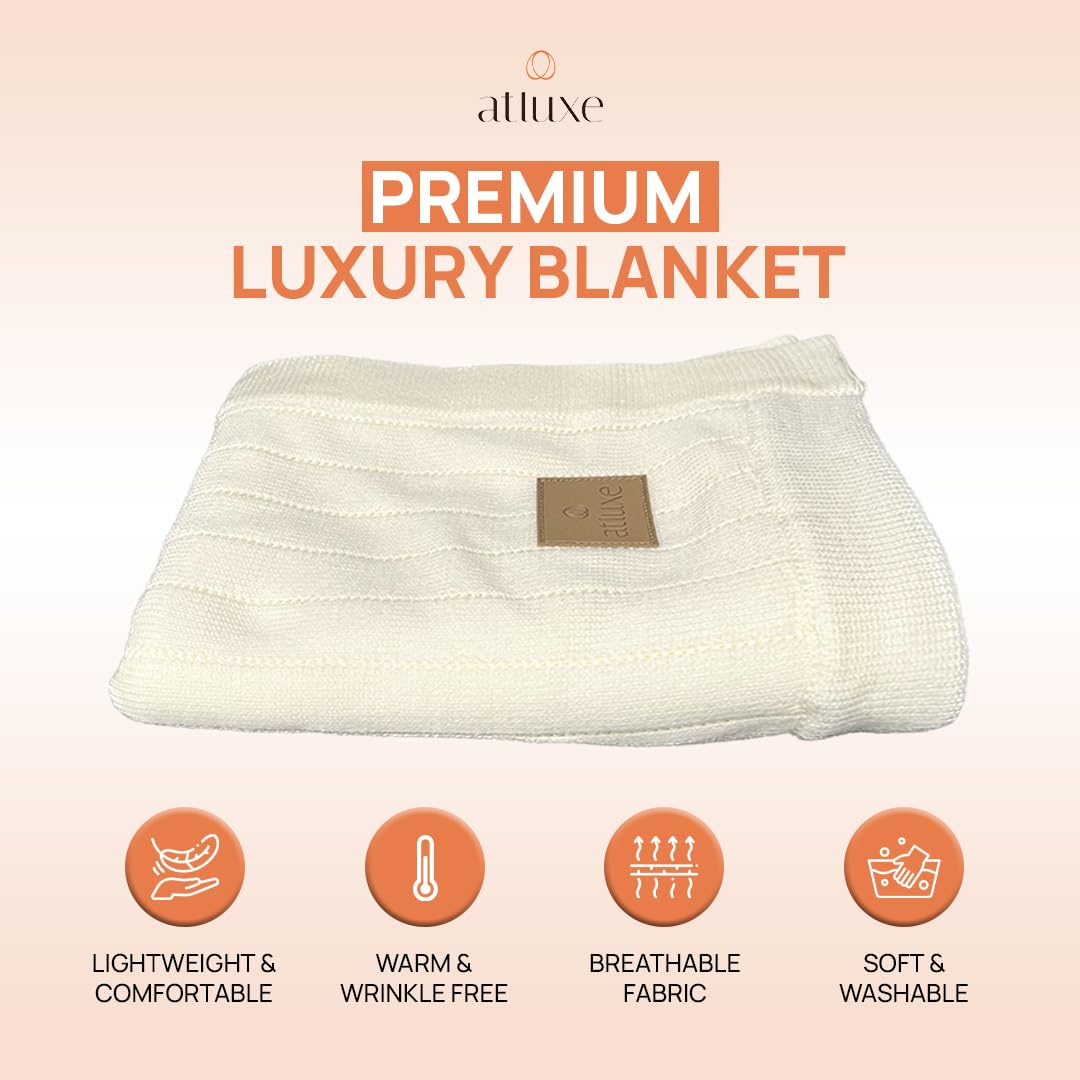 Atluxe Premium Washable Merino Wool Knitted Baby Blanket 100% Organic Extra Fine Merino Wool Blanket (40 inch x 30 inch)