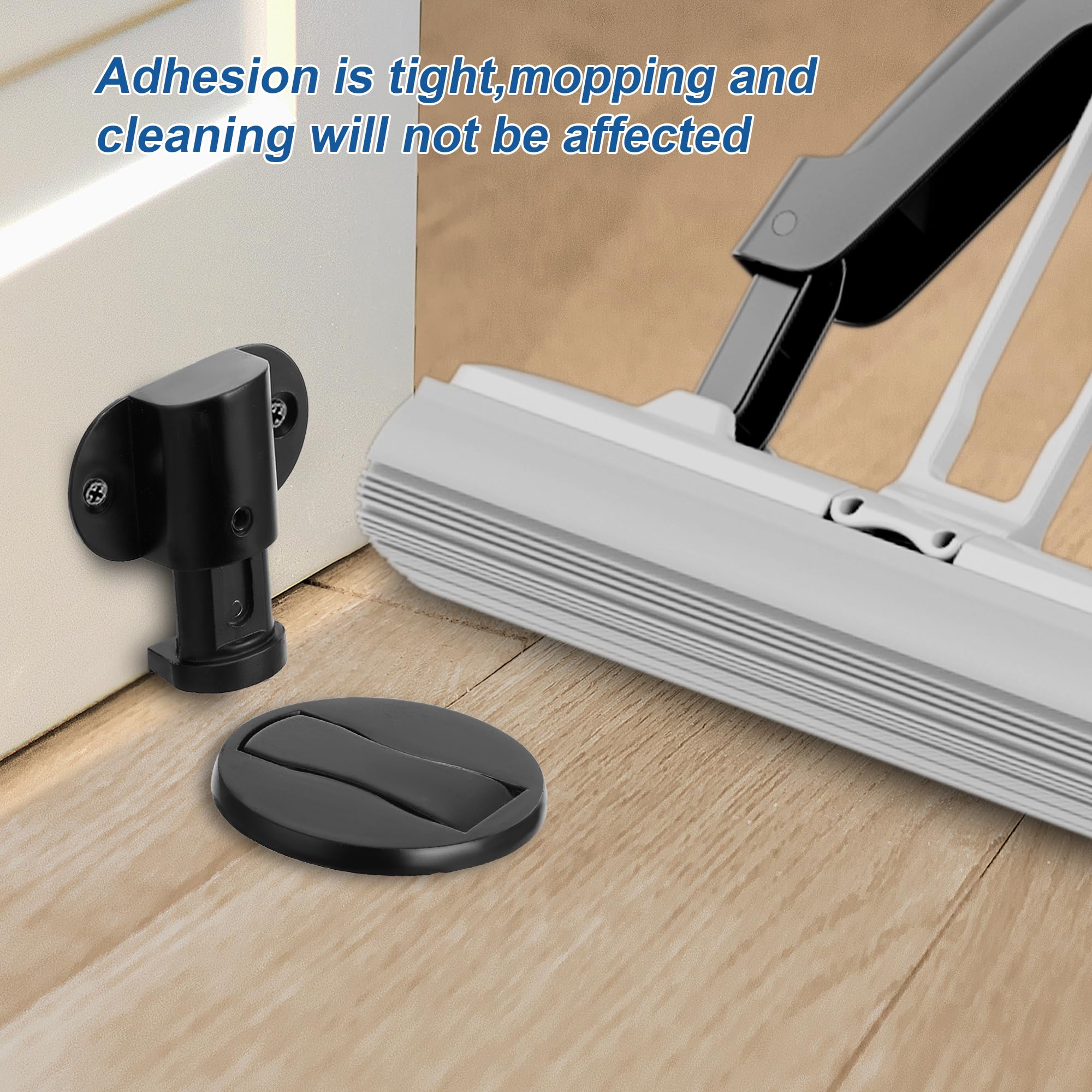 Wewemux 2 Pack Magnetic Door Stop,Adjustable Door Stopper,Floor Mount Door Holder,3M Adhesive No Drilling (Black)…