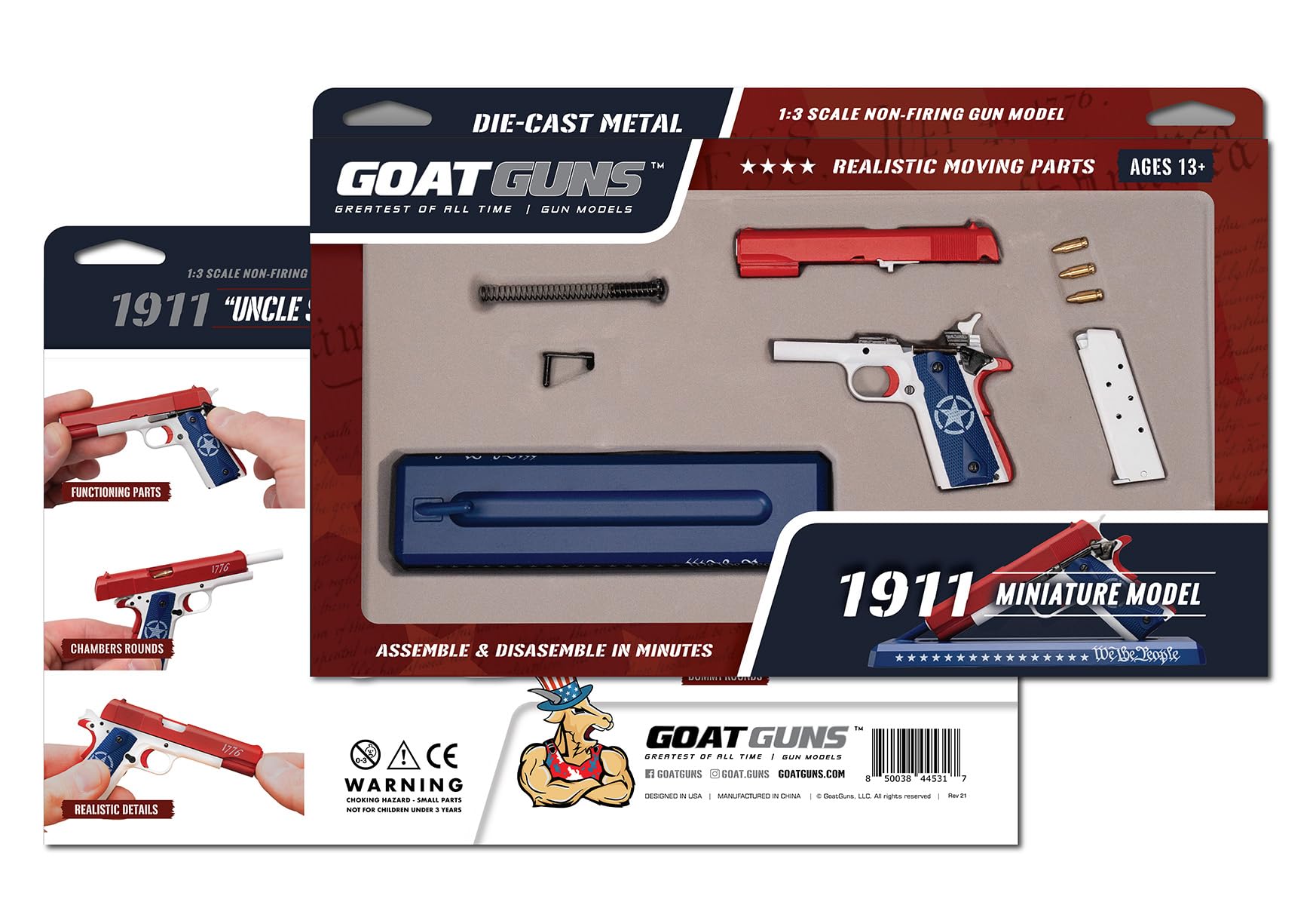 GOAT GUNS Miniature 1911 USA Model | 1:2.5 Scale Diecast Metal Build Kit